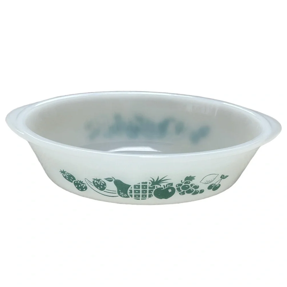 Vintage Glasbake Casserole Baking Dish Fruit Bowl Design 1 Quart MCM Made In USA